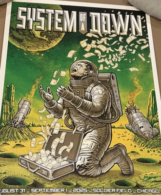 System of a Down Chicago Soldier Field EMEK Green Variant Pearl Paper xx/100 - Image 1 of 4