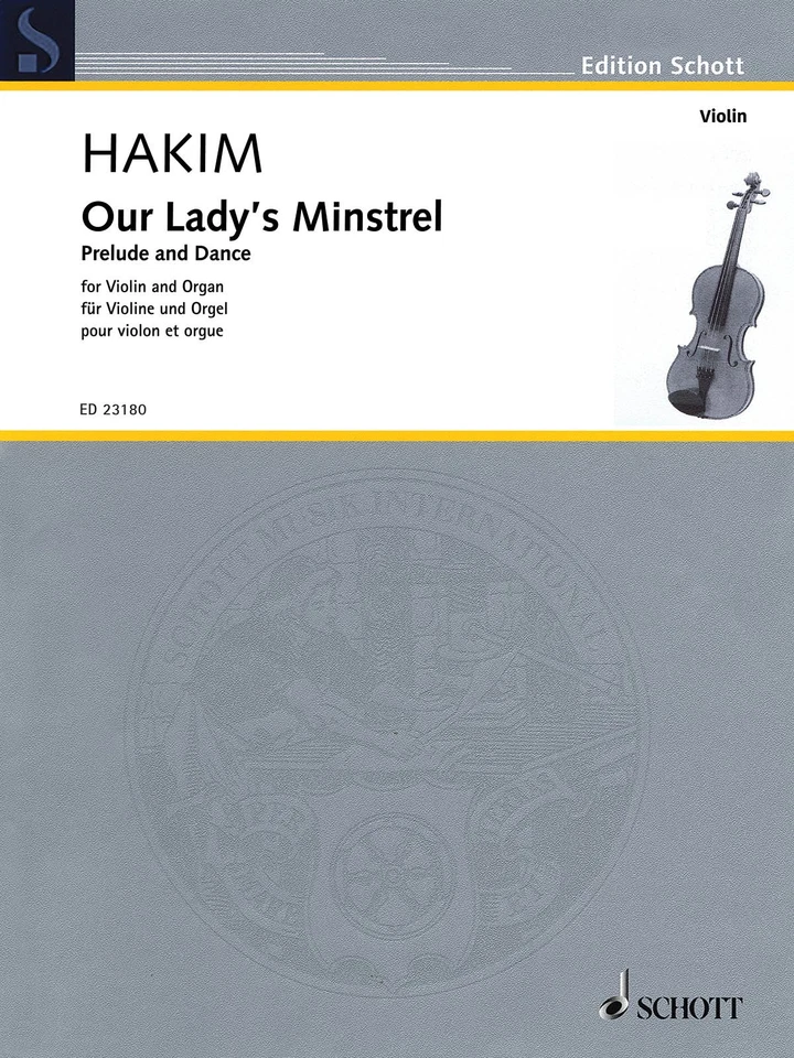 Naji Hakim Our Lady's Minstrel Violin & Organ Classical Sheet Music Schott Book - Image 1 of 1