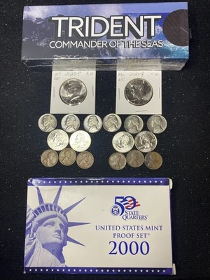 Huge Lot 2000 Proof Set,999 Copper,2 Half’s,6 Nickels,4Quarters,6Pennies 1940-52 - Image 1 of 4