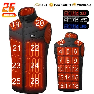 Electric Heated Vest Winter Gilet Body Warmer Men Heating Warm Up Thermal Jacket - Image 1 of 4