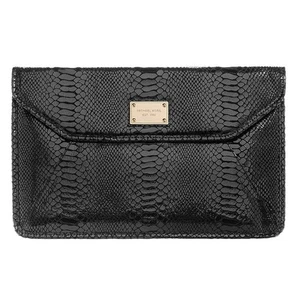 Michael Kors Large Envelope Clutch MacBook Air Sleeve Black Python Crocodile - Picture 1 of 7