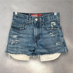 Levi’s 569 Loose Straight Cutoff Denim Shorts Women’s 10 Slim Blue Distressed - Picture 1 of 7