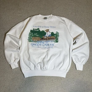 Vintage 90s Anne of Green Gables Canada Crewneck White Sweatshirt Nature Size M - Picture 1 of 6