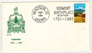 VERMONT STATEHOOD BICENT. 2533 1st Edson Green escaso Windsor VT PICTÓRICO - Imagen 1 de 1