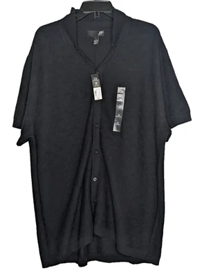 J Ferrar JF Men's Textured Black Button Up Shirt Size XL Short Sleeve Soft Touch - Image 1 of 4