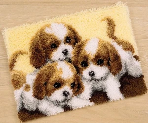 Vervaco Latch Hook Kit Rug Three Puppies - Picture 1 of 1