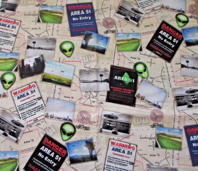 Robert Kaufman Area 51 Aliens Cotton Fabric  1  Yard - Image 1 of 4
