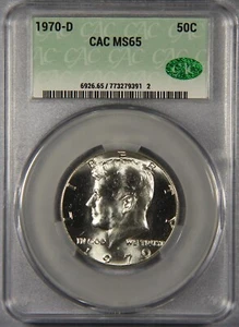 1970-D Kennedy Half Dollar CAC MS65 50c - Picture 1 of 3