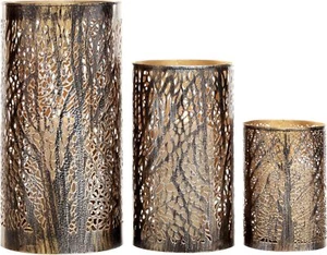 Set of 3 Metal Hurricane Candle Decorative Lantern 12", 9", 5"H Bronze Color - Picture 1 of 6
