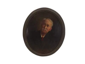 Kunst Öl Portrait Gemälde eines Mannes Vintage ovaler Rahmen - Bild 1 von 2