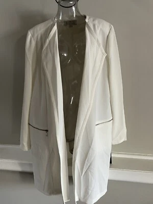 Chaqueta para mujer TAHARI ASL frente abierto talla grande 14W blanco marfil nueva con etiquetas $159 RN106409 Foto 1 de 4