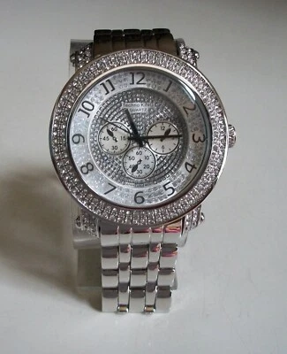 Men's Techno King Silver Finish Clear Stone Fashion Dressy Hip Hop Watch - Image 1 of 4