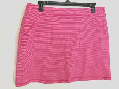 Falda Talbots Mujer XL Hello Saturday Hasta la Rodilla Rosa Blanco Rayas Pull On Foto 1 de 3