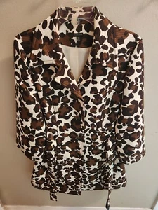 Womens Madison Trench Coat Size 8 Leopard Print Micro-Quilt, Button up, w/ Belt - Picture 1 of 11