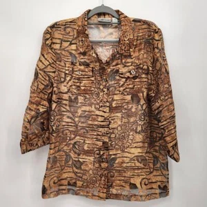 VTG. Cali & York Semi Sheer Mesh Animal Print Festival Mob Wife Women's XL - Picture 1 of 8