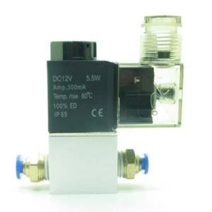 Pneumatic Air Solenoid Valve DC12V NC + 4mm Fittings 2 Way 2 Position 2V025-08 - Picture 1 of 8
