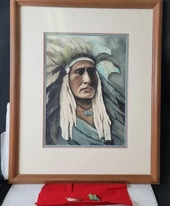 Native American Cherokee Dona Mares Original "Turquoise Eagle" 11"×15" - Picture 1 of 9
