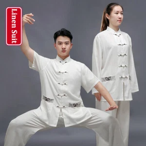 Linen Martial Arts Tai Chi Uniform Bruce Lee Kung Fu Wingchun Suit Wushu Clothes - Picture 1 of 15