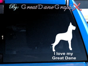 "I love my Great Dane ""Recortado"" #2 - Calcomanía de vinilo - Elección de color - ALTA CALIDAD - Imagen 1 de 2