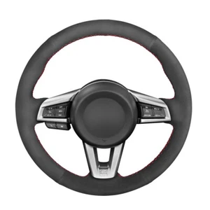 Black Suede Hand-stitched Car Steering Wheel Cover for Mazda MX-5 2015-2020 - Picture 1 of 13