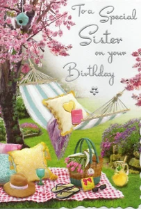 SISTER BIRTHDAY CARD ~ QUALITY CARD NICE VERSE ~ SIZE 9" x 6" JONNY JAVELIN UK - Picture 1 of 2