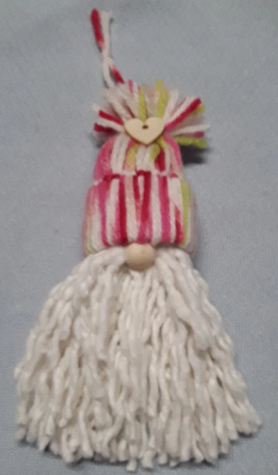 Handmade Yarn / Macrame Gnome Ornament Valentine's Day Heart - Image 1 of 1