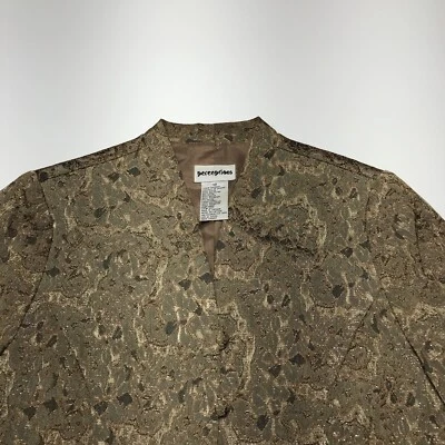 Conjunto de terno Perceptions feminino tamanho 12 verde fio metálico 2 peças blazer e saia - Imagem 1 de 4