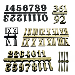 Self Adhesive Black Silver Gold Plastic Clock Numbers Roman Numerals Dots Dashes - Picture 1 of 46
