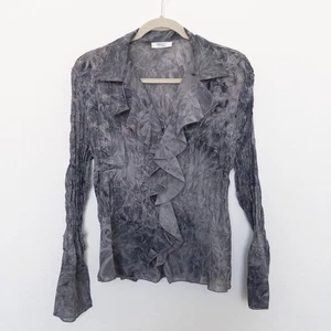 Blusa Y2K Dress-U para mujer talla M gris arrugado transparente volantes caprichosos bruja - Imagen 1 de 10