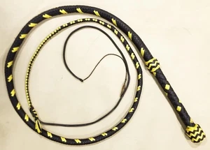 Nylon Heavy Bull Whip in Black and Yellow - 3ft to 18ft long with Extra Crackers - Picture 1 of 1
