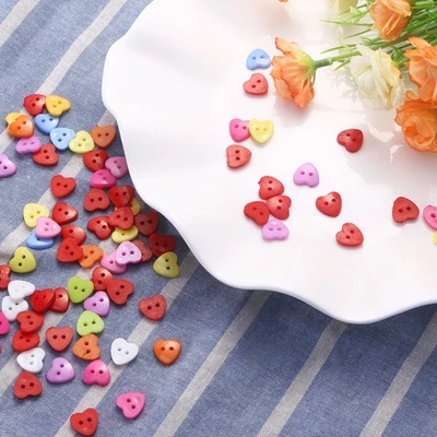  100 Pcs Little Heart Buttons Sewing Colorful Decorative Shaped Embellishments - Image 1 of 4