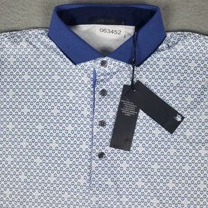 Greyson Poloshirt Herren Größe Large blau geometrisch Wolf Palm Beach Golfschläger - Bild 1 von 8