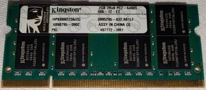 Kingston 2GB PC2-6400S 800MHz DDR2 SO-DIMM Laptop RAM Memory HPK800D2S6/2G - Picture 1 of 2