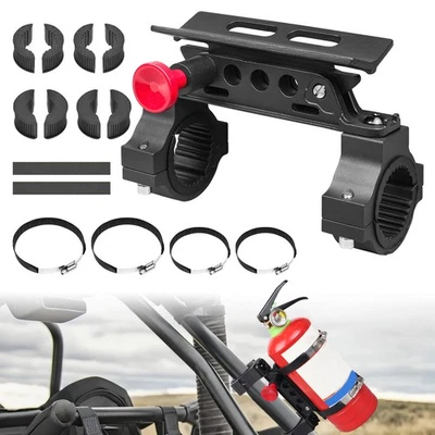 For Jeep SXS ATV Billet TKI CNC Fire Extinguisher Mount Holder Bracket Roll Cage - Image 1 of 4