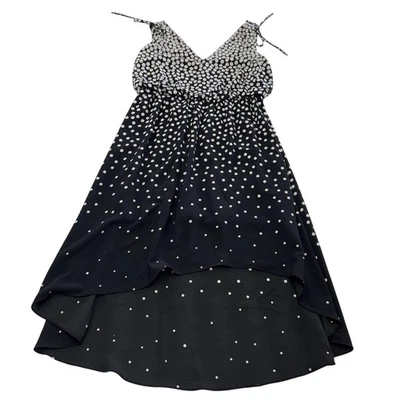 Vestido Adrianna Papell Mujer 2 Lunares Alto Bajo Midi Cóctel Fiesta Foto 1 de 4