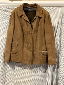 Braune Vintage Wildlederjacke Damen mit herausnehmbarem Futter Größe L - Bild 1 von 5