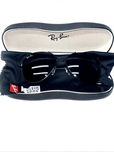 Occhiali da sole Ray-Ban AVIATOR unisex montatura metallo nero lenti scure con custodia - Foto 1 di 5