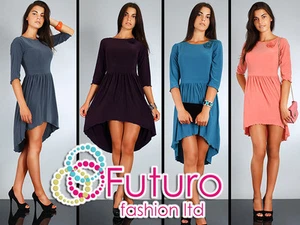 Vestido asimétrico para mujer con cuello redondo rosa talla UK 8-12 FA35 - Imagen 1 de 6