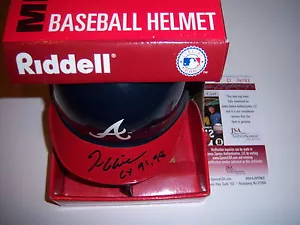 TOM GLAVINE ATLANTA BRAVES CY 91,98 JSA/COA SIGNED MINI HELMET - Picture 1 of 1