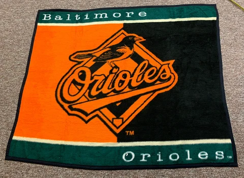 Vintage Baltimore Orioles Biederlack Fleece Throw Blanket MLB Baseball 49”X58” Cover