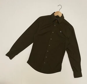 VIVIENNE WESTWOOD Men’s Shirt Dark Khaki Long Sleeve Three Buttons 46 Italy - Picture 1 of 22