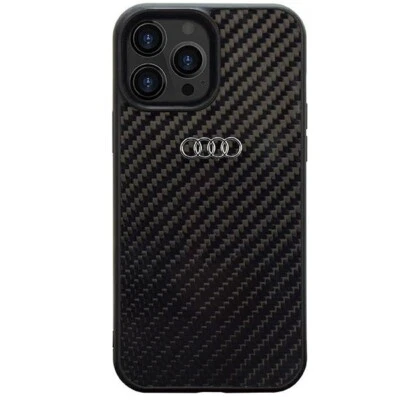 Custodia Cellulare IPHONE 14 Pro Originale Audi Carbonio Ottica Nero Argento - Immagine 1 di 3