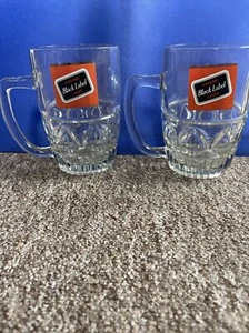 Carling Black Label Lager Heavy Pint Glass x 2 - Crown 478 Mark - Picture 1 of 8