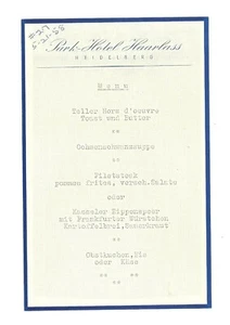 Menù ristorante vintage PARK HOTEL HAARLASS Heidelberg Germania 1958 - Foto 1 di 1