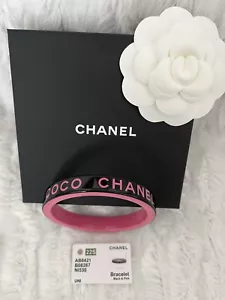 Chanel Coco Logo Bangle Bracelet Black Pink - Picture 1 of 9