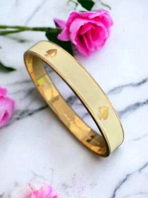 VINTAGE Kate Spade NY Ace of Spades White Enamel Bangle Gold - Изображение 1 из 3