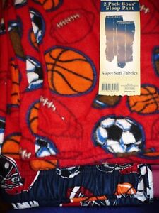 Faded Glory Boy's Fleece & Brushed Jersey Sleep Pants Size Large Red Blu Sports 