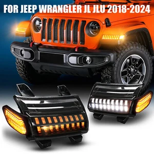 2x LED Sequential Fender Lights Turn Signal For Jeep Wrangler JL Sahara 2018+ - Picture 1 of 12