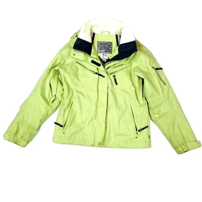 Chaqueta Abrigo Descente DNA Mujer Talla 6 Rayas Verdes Con Capucha Nieve Esquí Cremallera Completa Puffer Foto 1 de 4