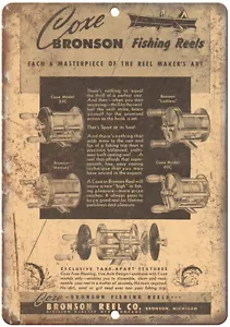 Coxe Bronson Fishing Reels 12" x 9" reproduction metal sign - Picture 1 of 1